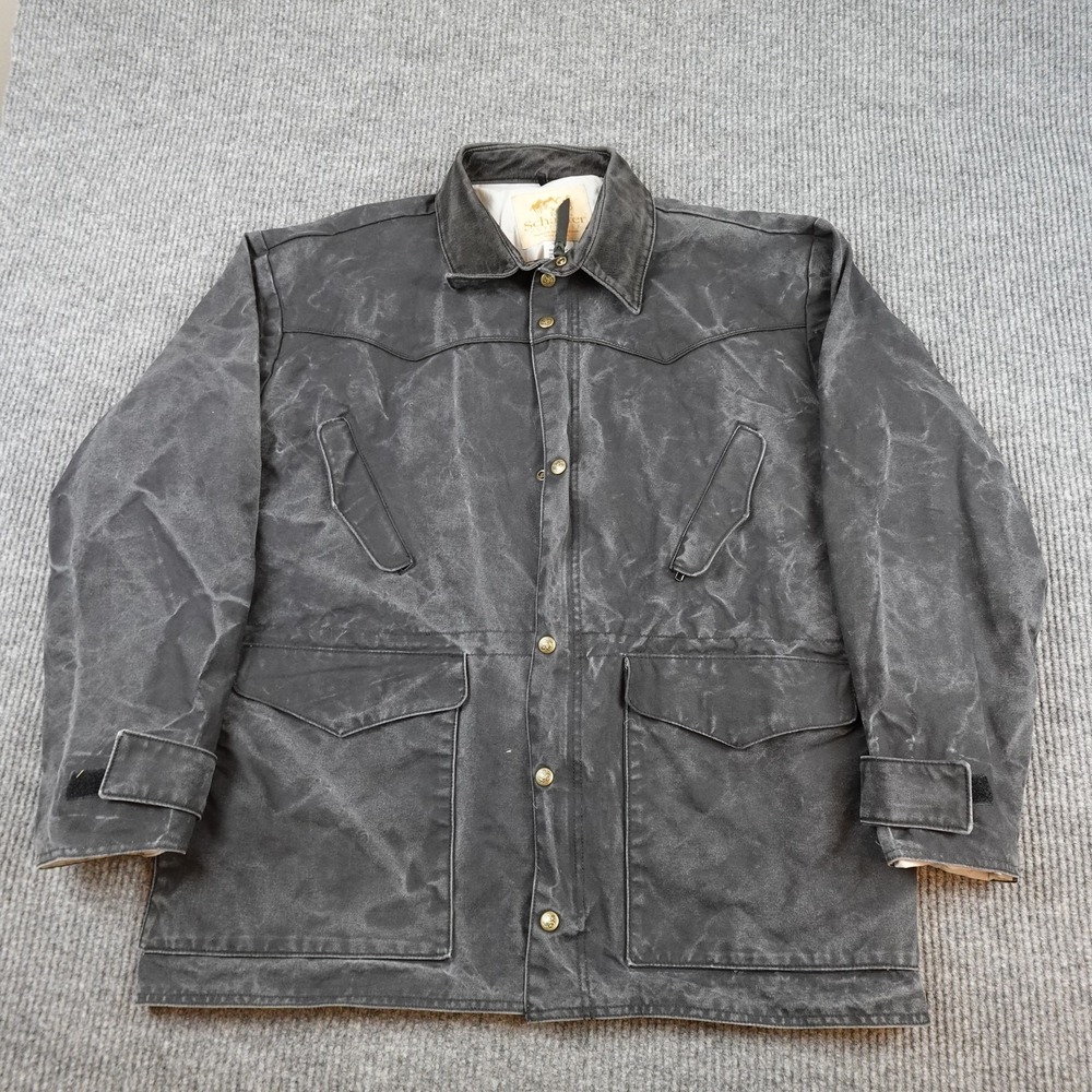 Schaefer Outfitter Jacket Mens Large Gray Canvas Western Style 202 USA